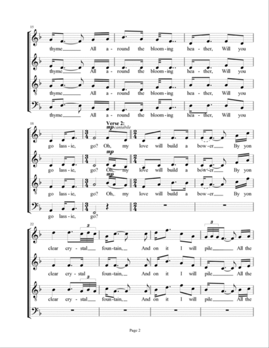 Will ye go, lassie, go? Will ye go, lassie, go? 4-Part scores gallery preview page 2