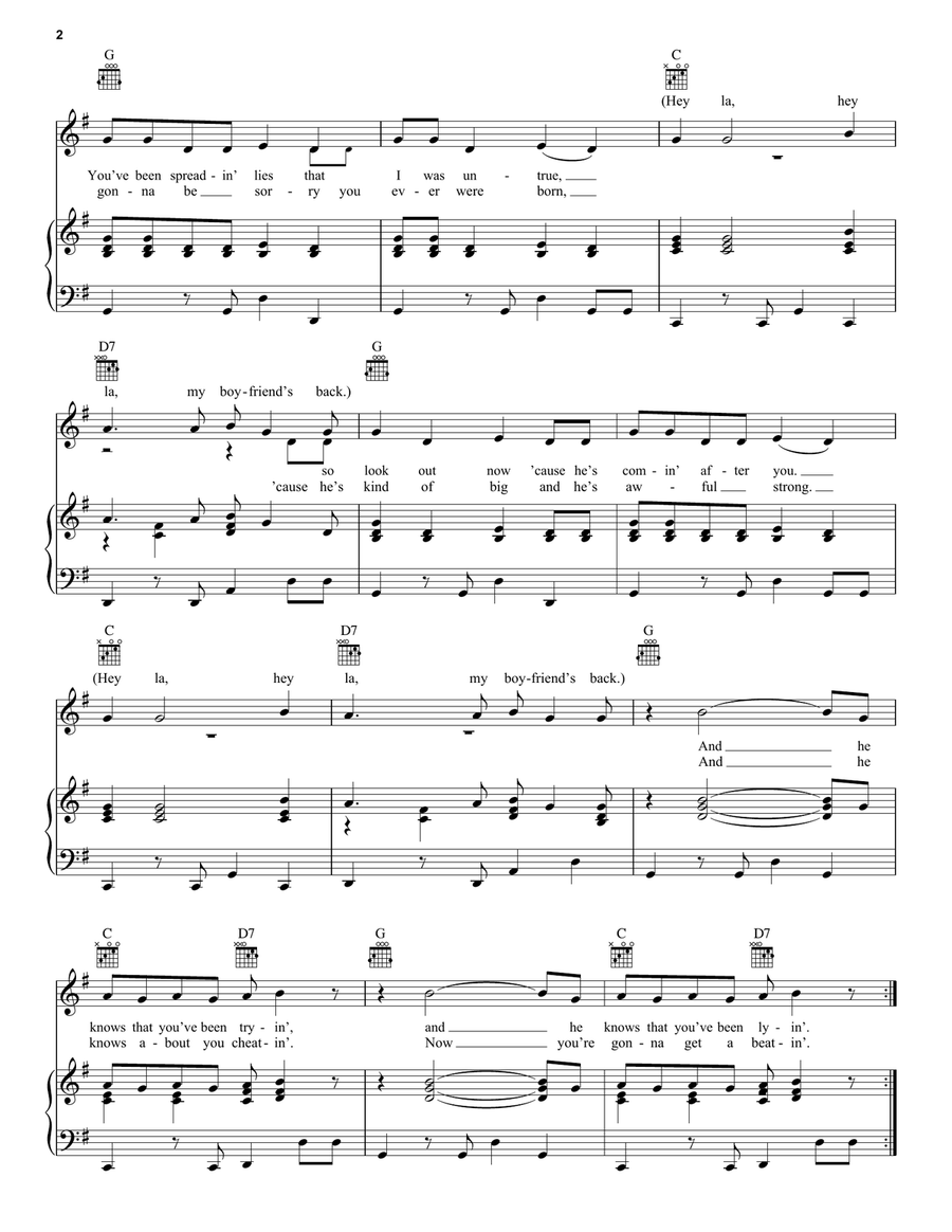 My Boyfriend's Back Acoustic Guitar scores gallery preview page 2