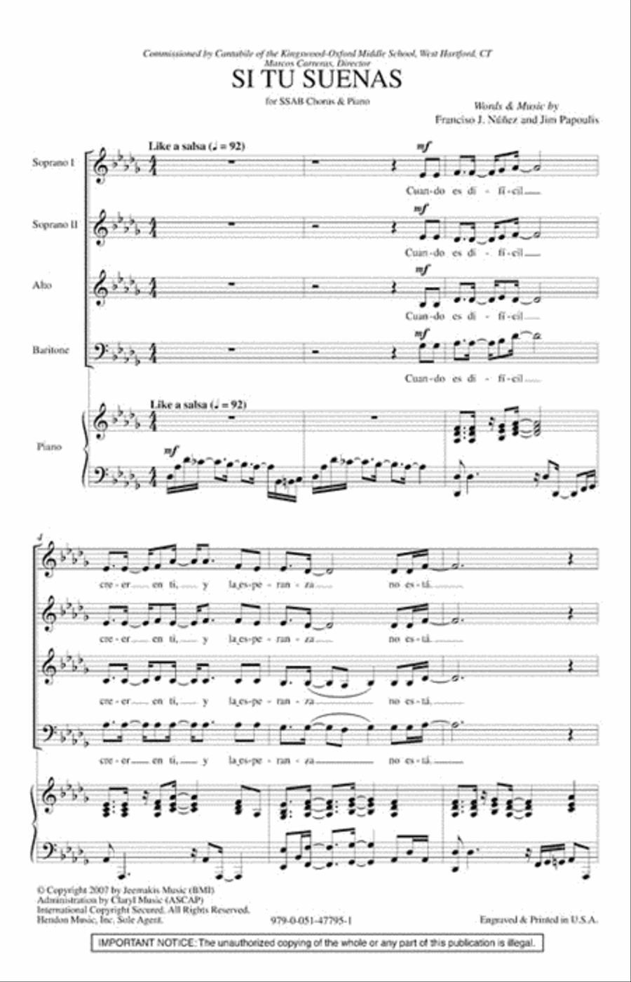 Si Tu Suenas Choir scores gallery preview page 2