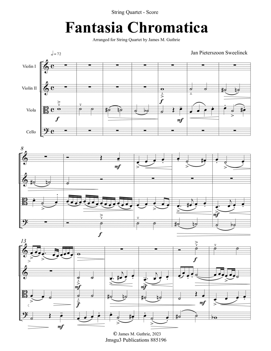 Sweelinck: Fantasia Chromatica for String Quartet image number null