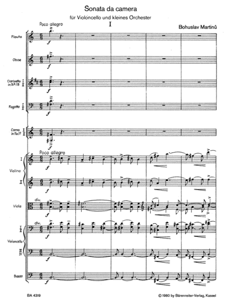 Sonata da camera for Violoncello and Chamber Orchestra