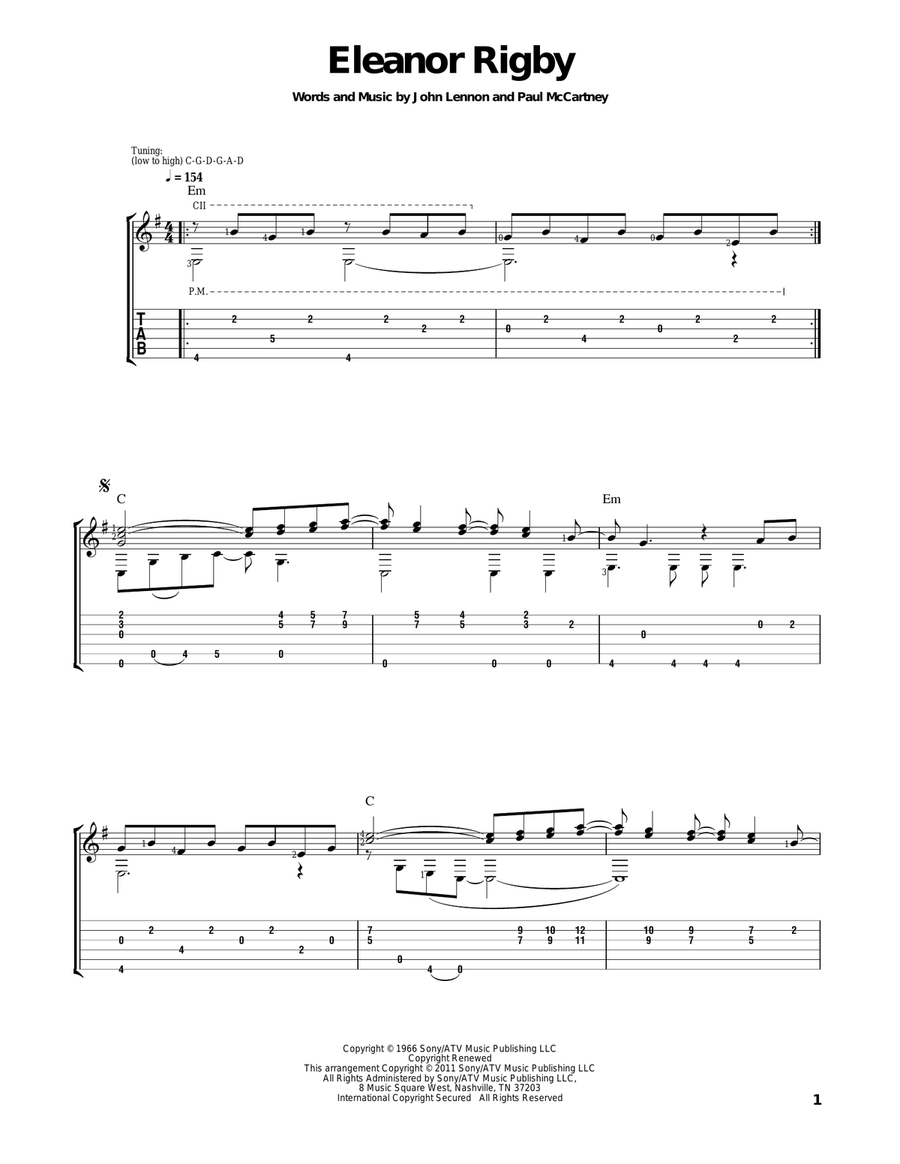 Eleanor Rigby Acoustic Guitar scores gallery preview page 1
