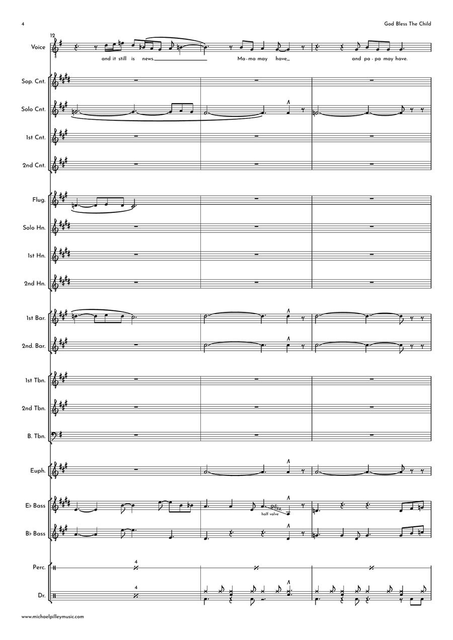 God Bless' The Child Brass Band scores gallery preview page 5