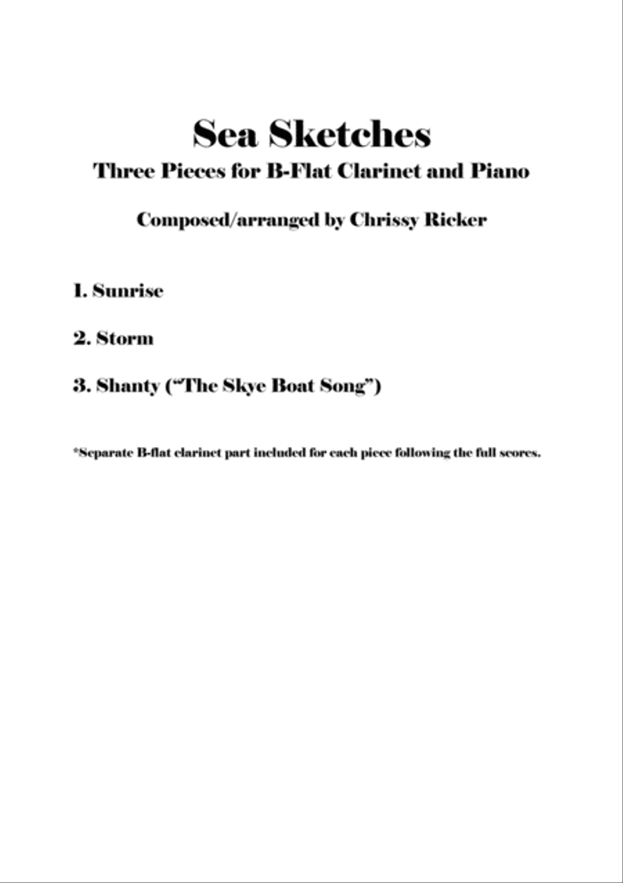 Sea Sketches: 3 Pieces for B-Flat Clarinet and Piano B-Flat Clarinet scores gallery preview page 2
