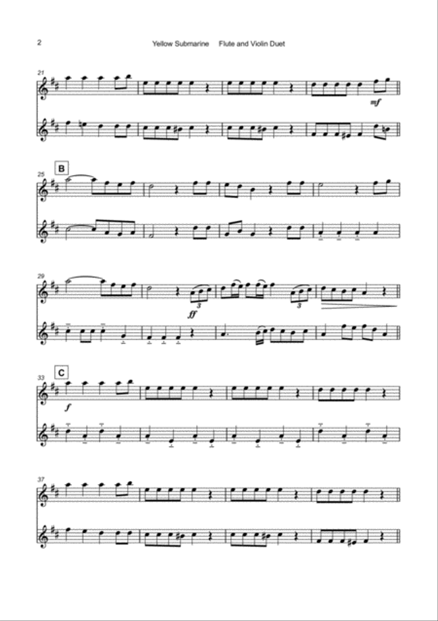 Yellow Submarine Flute scores gallery preview page 3
