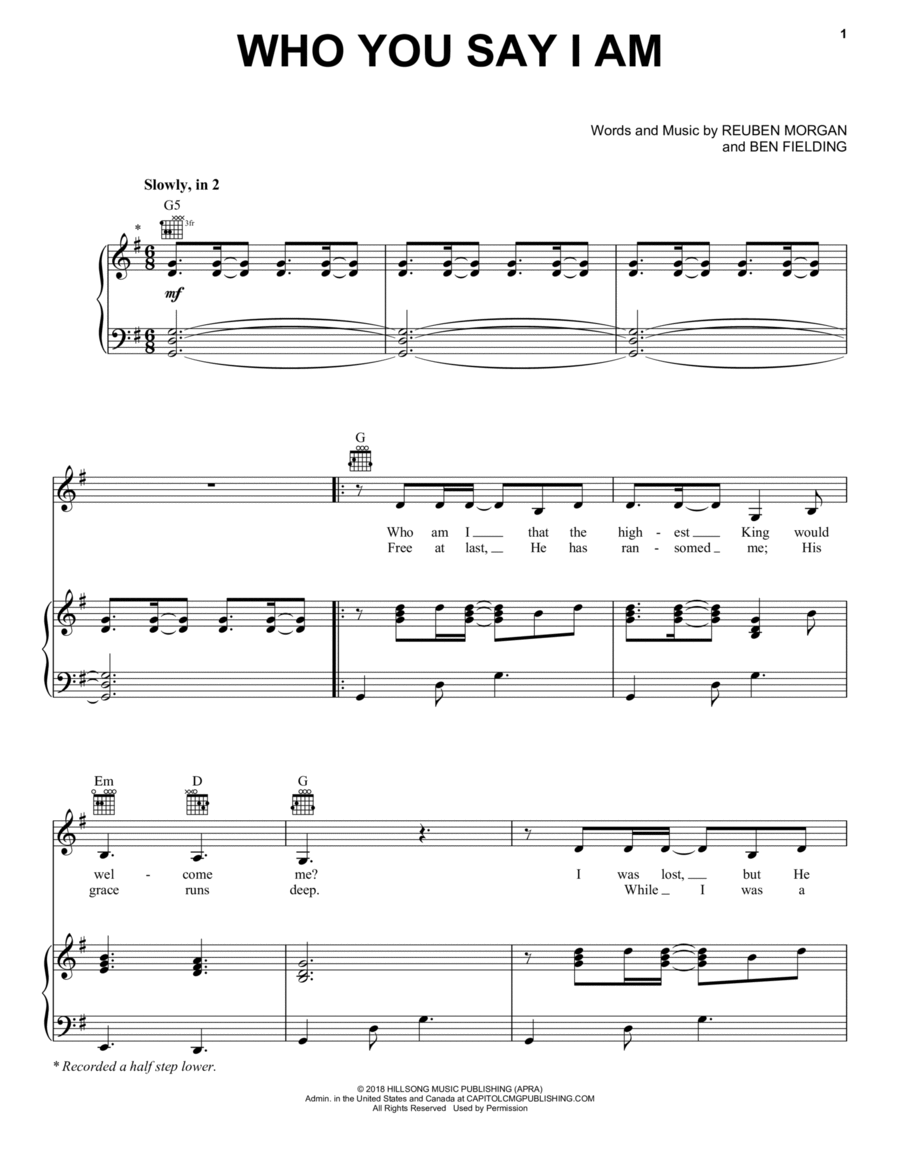 Who You Say I Am Piano, Vocal, Guitar scores gallery preview page 1