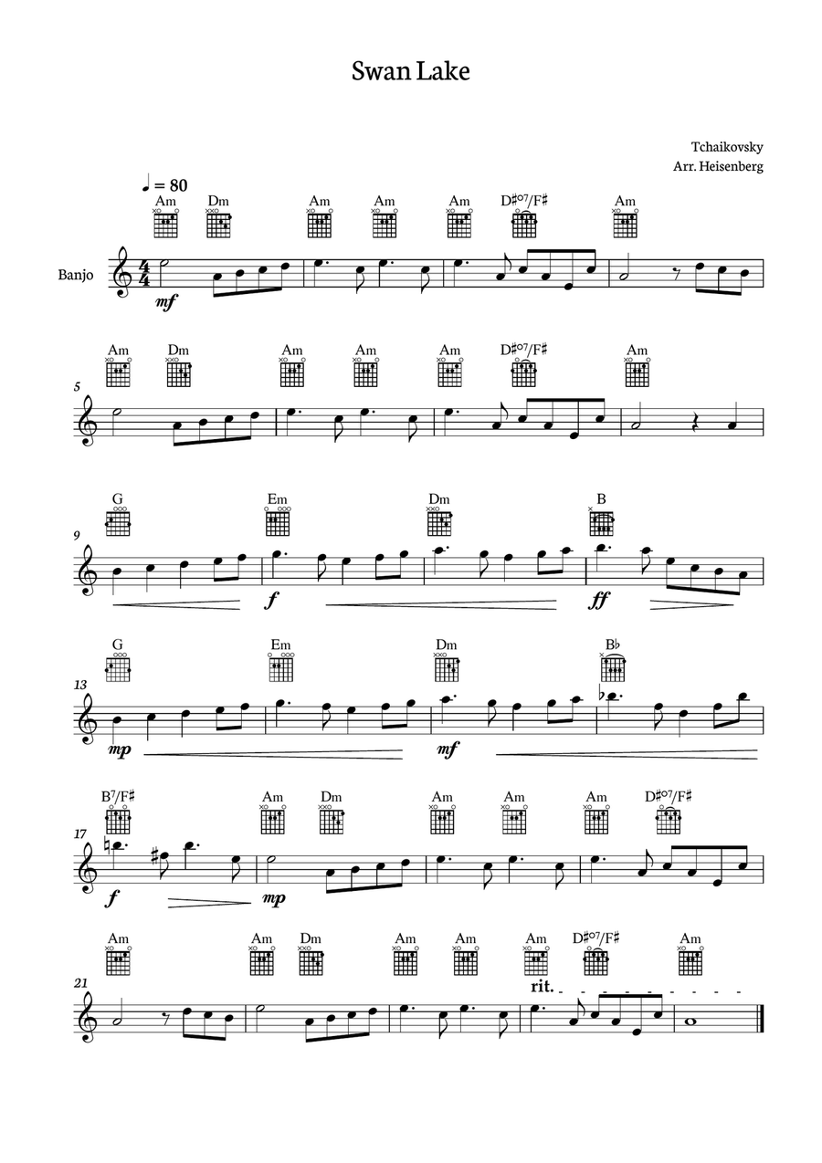 Book cover for Tchaikovsky - Swan Lake for Banjo with chords