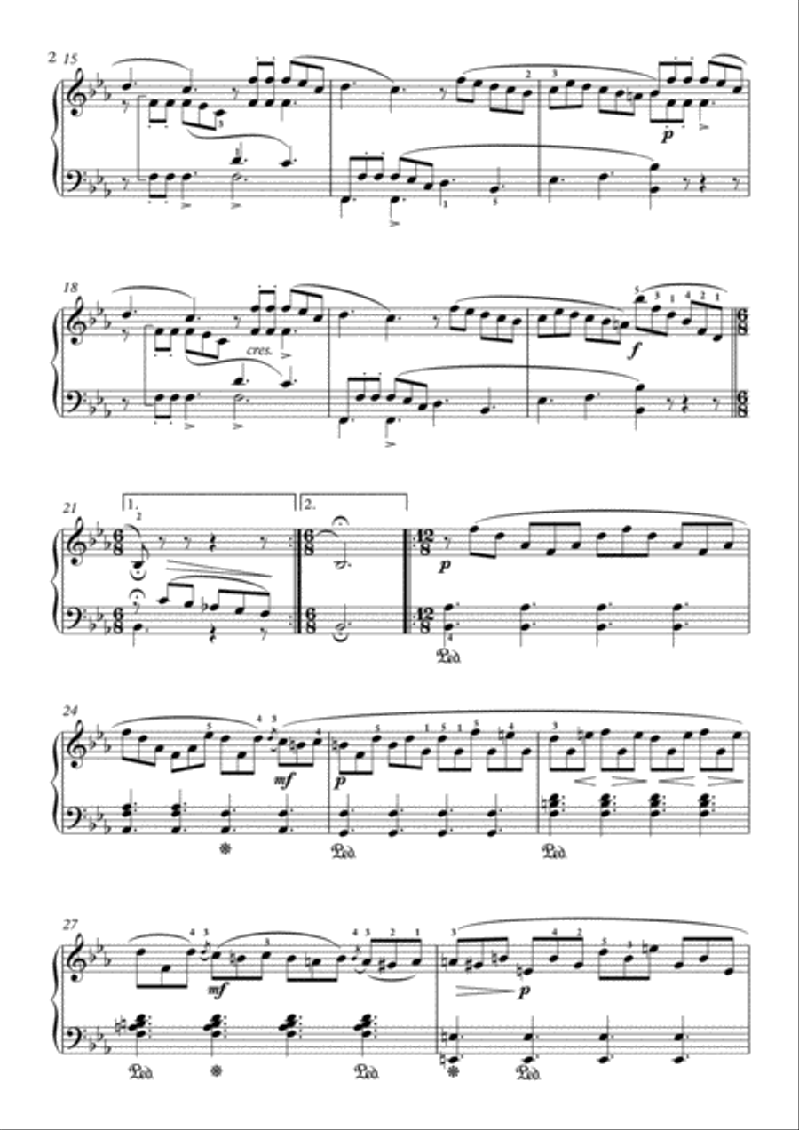 Scarlatti-Sonata in E flat-Major L.320 K.253(piano) Piano Solo scores gallery preview page 3