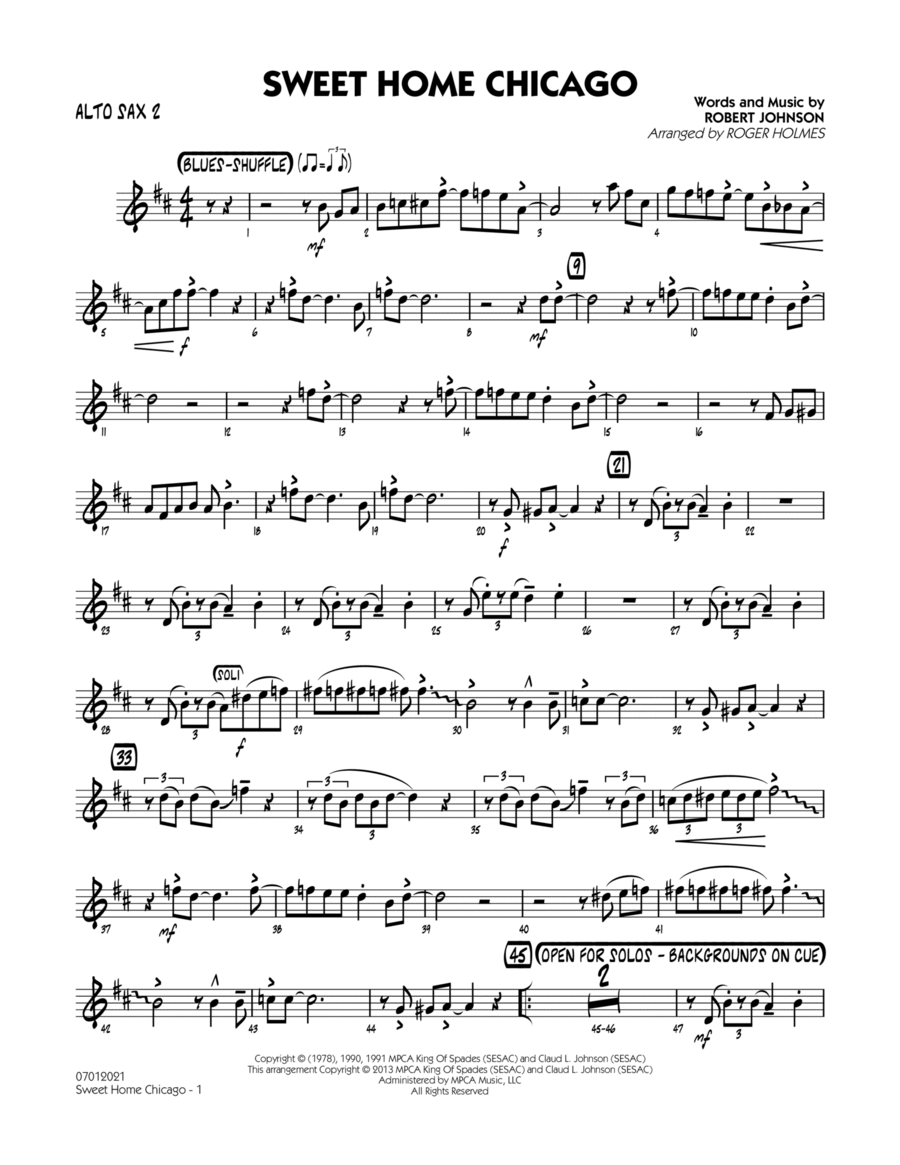 Sweet Home Chicago - Alto Sax 2 Jazz Ensemble scores gallery preview page 1