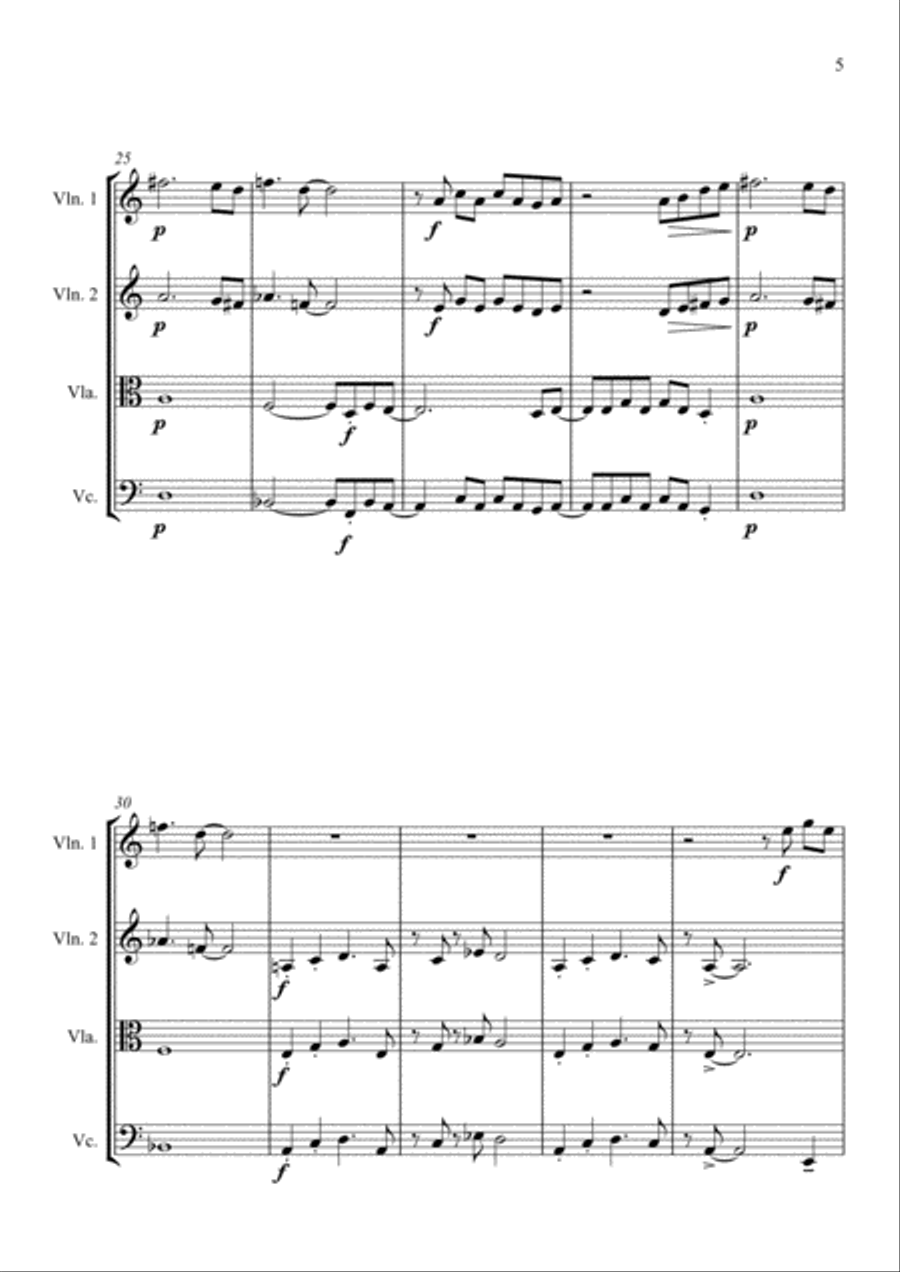 Smoke On The Water String Quartet scores gallery preview page 5
