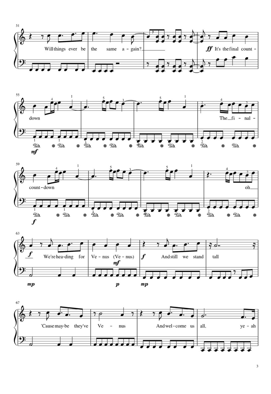 Final Countdown Easy Piano scores gallery preview page 3