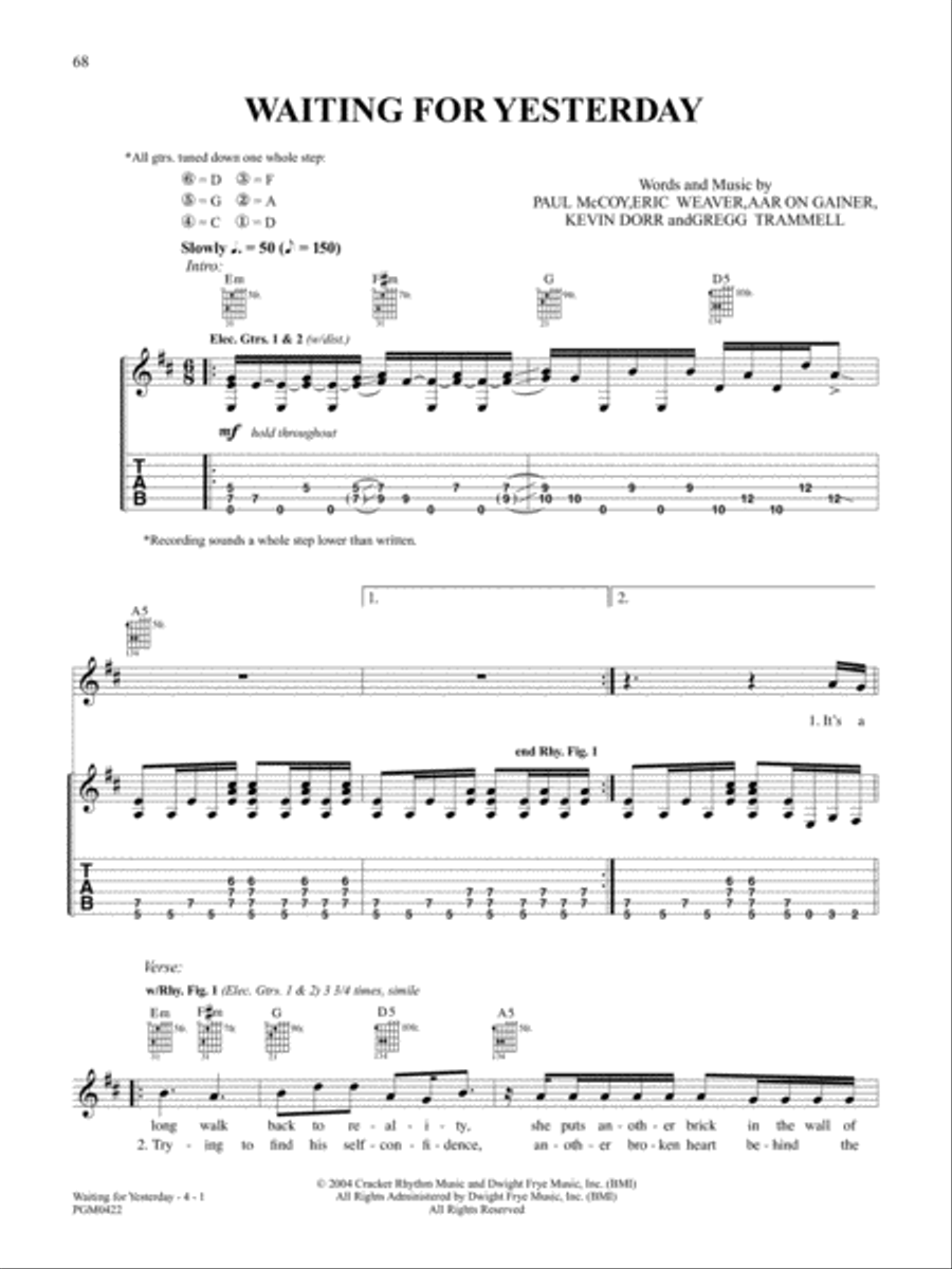 Waiting for Yesterday Guitar Tablature scores gallery preview page 1