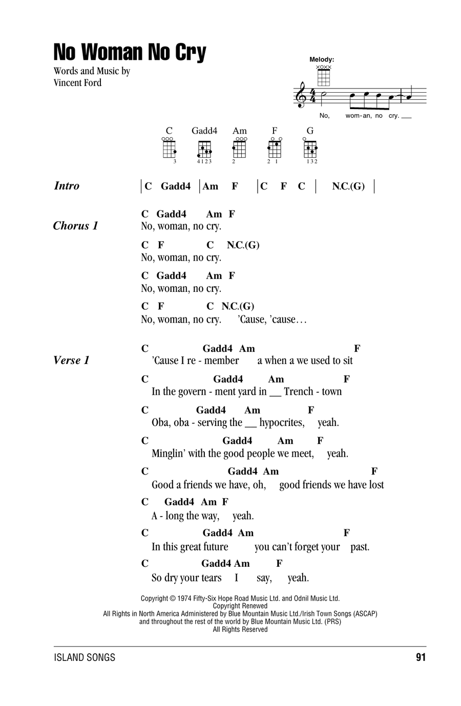 No Woman No Cry Ukulele scores gallery preview page 1