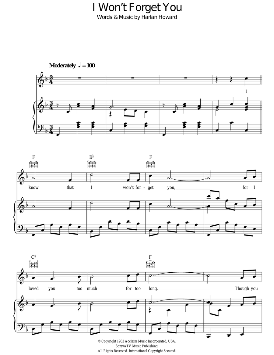 I Won't Forget You Guitar scores gallery preview page 1