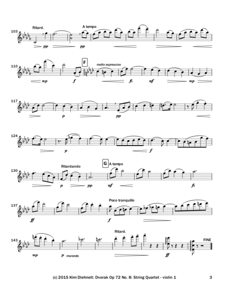 Dvorak: Slavonic Dance Op. 72, No. 8 - for String Quartet (Parts) image number null