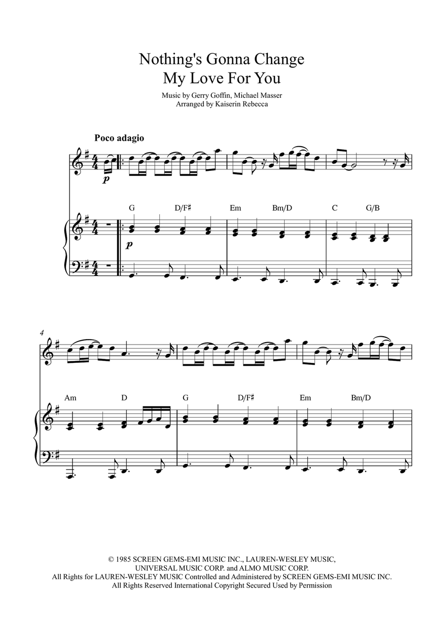Nothing's Gonna Change My Love For You Flute Solo scores gallery preview page 1