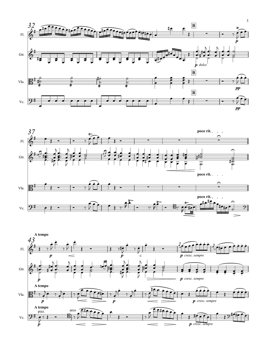 Schubert Quartet for Flute, Guitar, Viola & Cello Small Ensemble scores gallery preview page 4