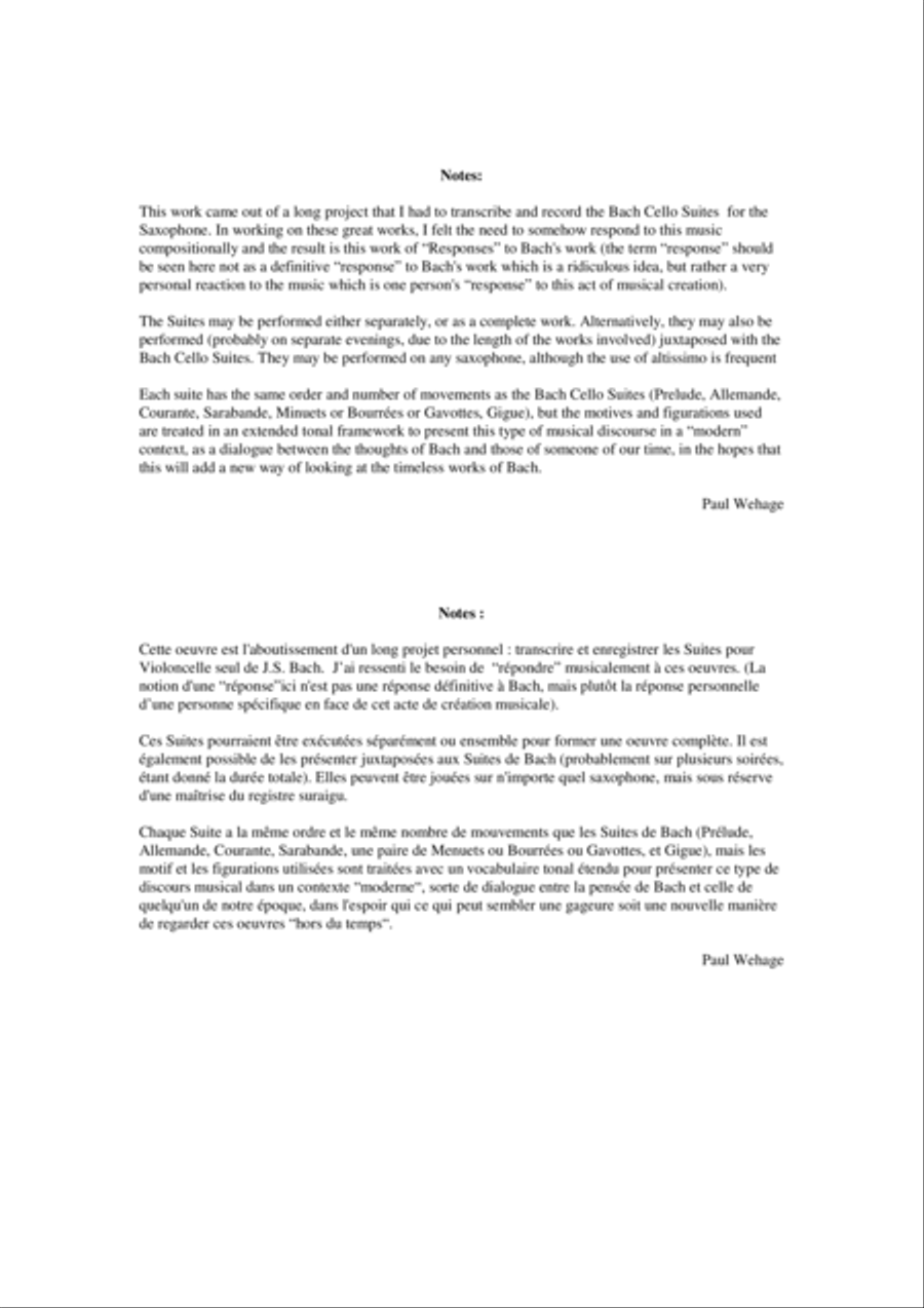 Responsio, Six Suites for solo saxophone (any) Chamber Music scores gallery preview page 2