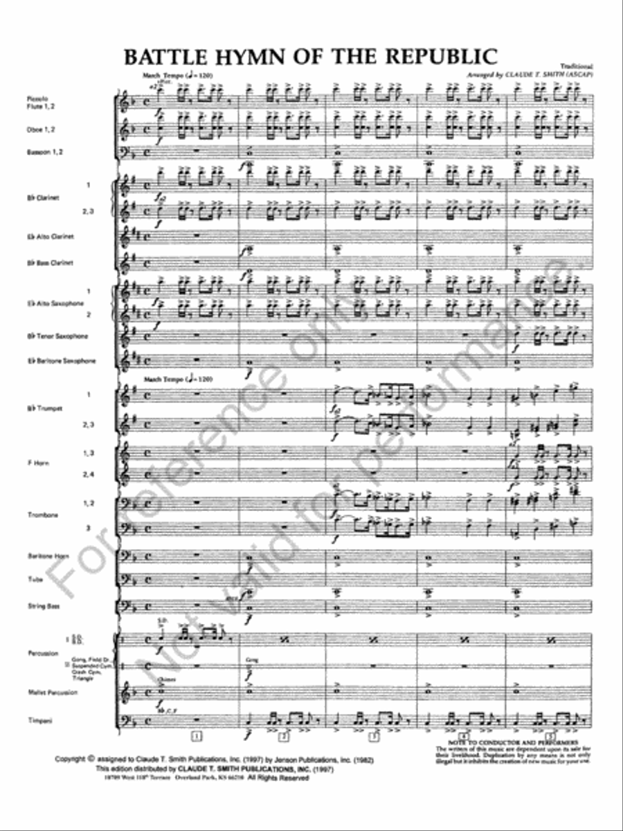 Battle Hymn Of The Republic Concert Band scores gallery preview page 3