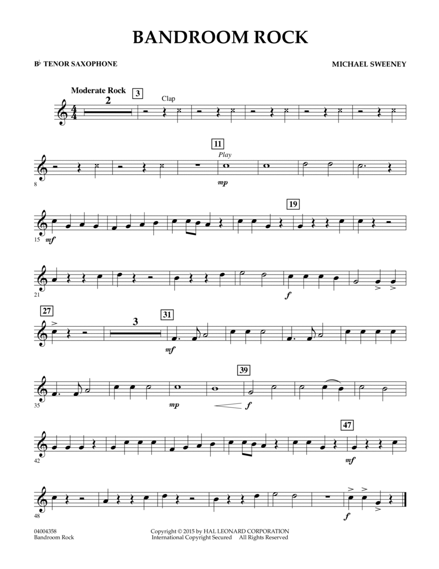 Bandroom Rock - Bb Tenor Saxophone Concert Band scores gallery preview page 1