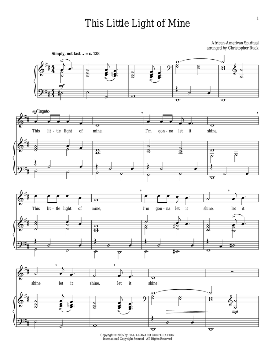 This Little Light Of Mine Piano, Vocal scores gallery preview page 1