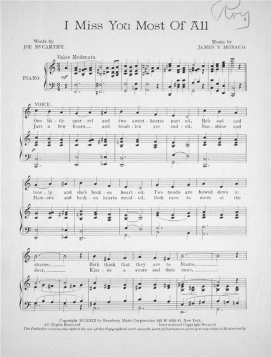 I Miss You Most of All Voice scores gallery preview page 2