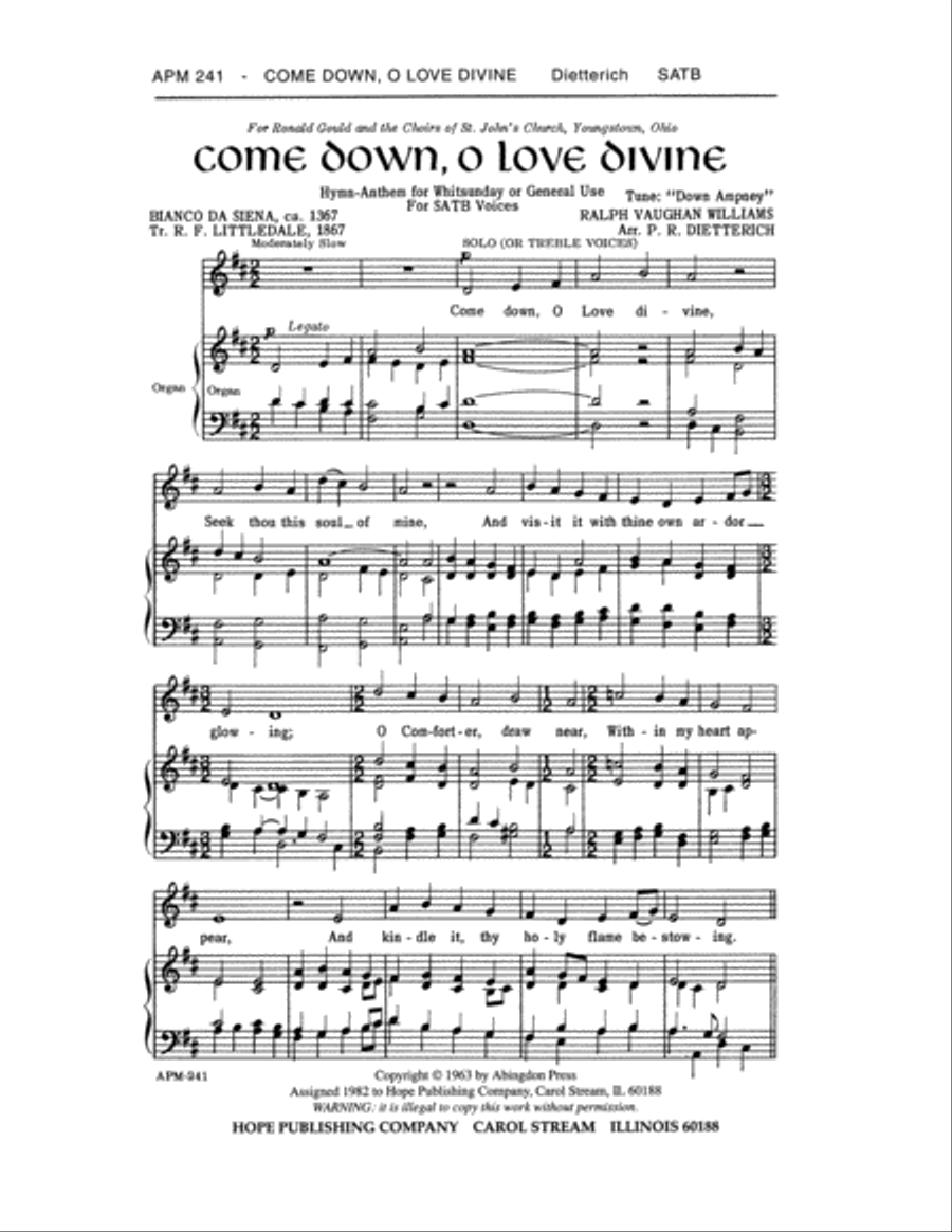 Come Down, O Love Divine 4-Part scores gallery preview page 1