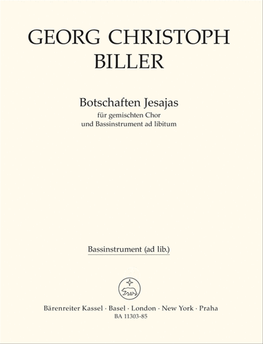 Hiobs Botschaft for Solo Baritone, Mixed Choir and Bass Instrument ab libitum