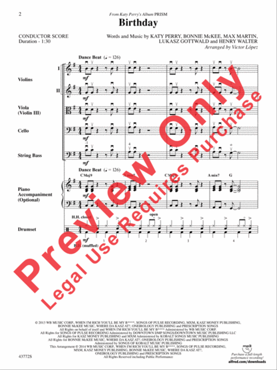 Birthday Birthday String Orchestra scores gallery preview page 3