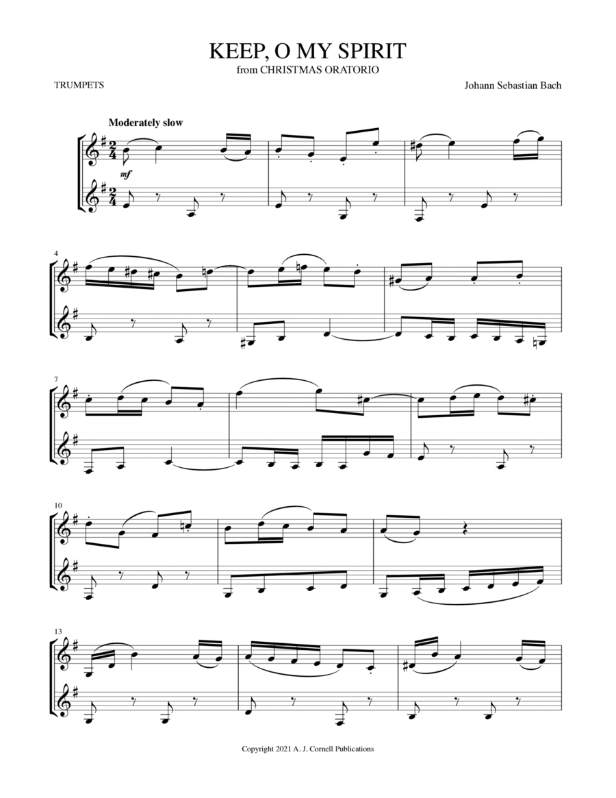 Keep, O My Spirit Trumpet Duet scores gallery preview page 1