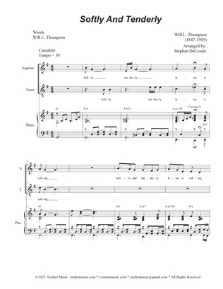 Softly And Tenderly (2-part choir - (Soprano and Tenor)