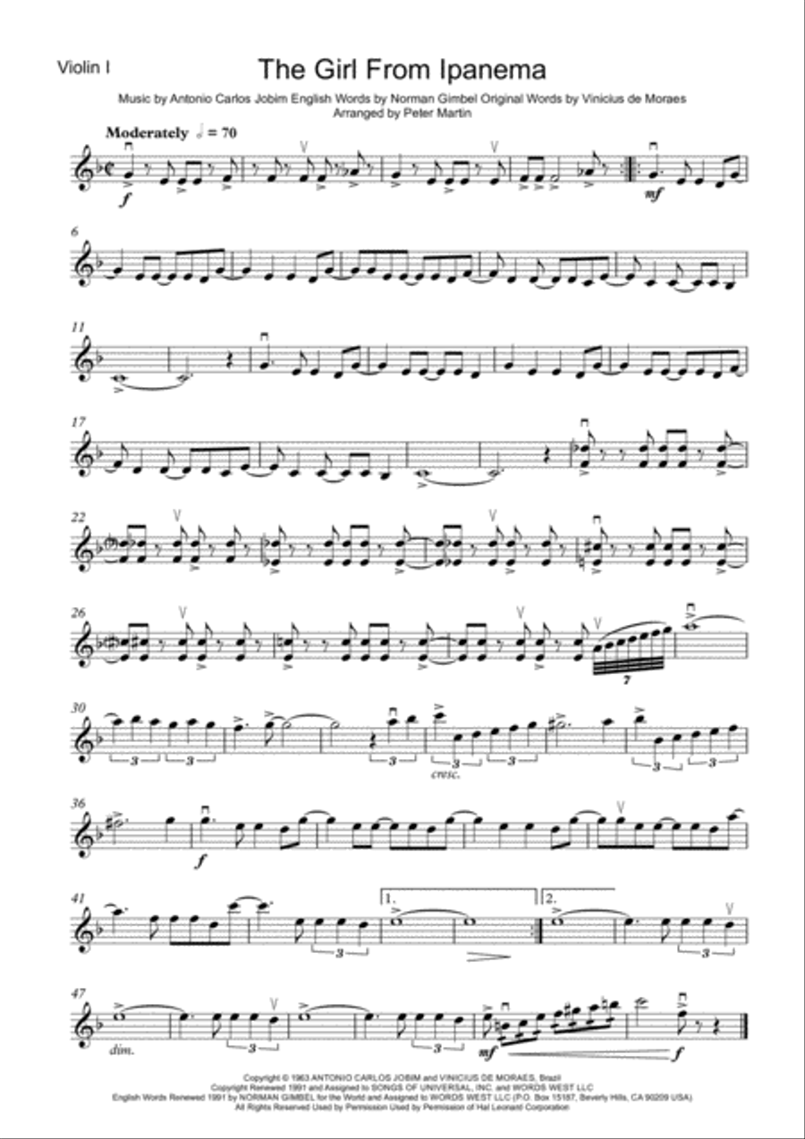 The Girl From Ipanema (Garota De Ipanema) String Quartet scores gallery preview page 3