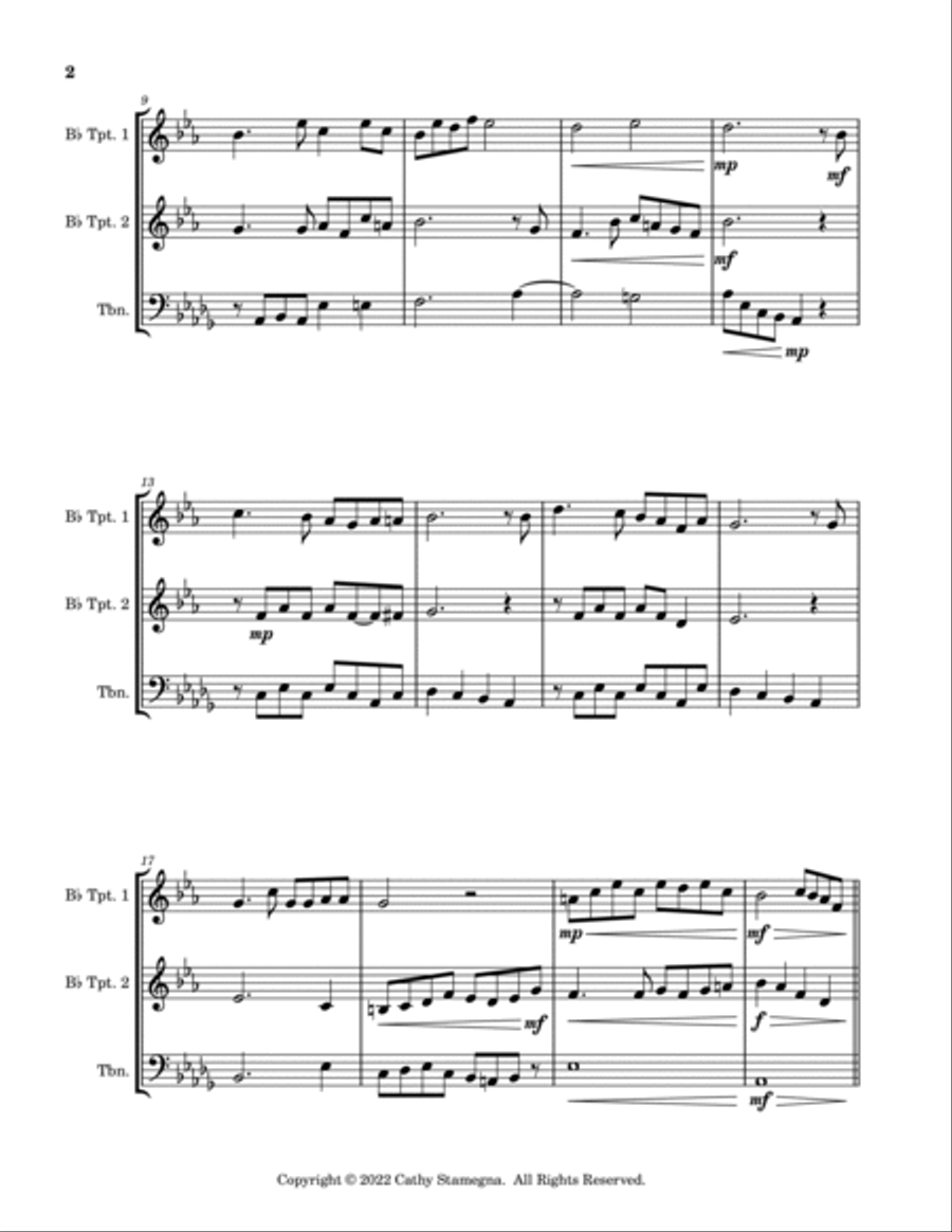 I’ll Take You Home Again, Kathleen (Brass Trio: Two Bb Trumpets, Trombone) Brass Trio scores gallery preview page 3