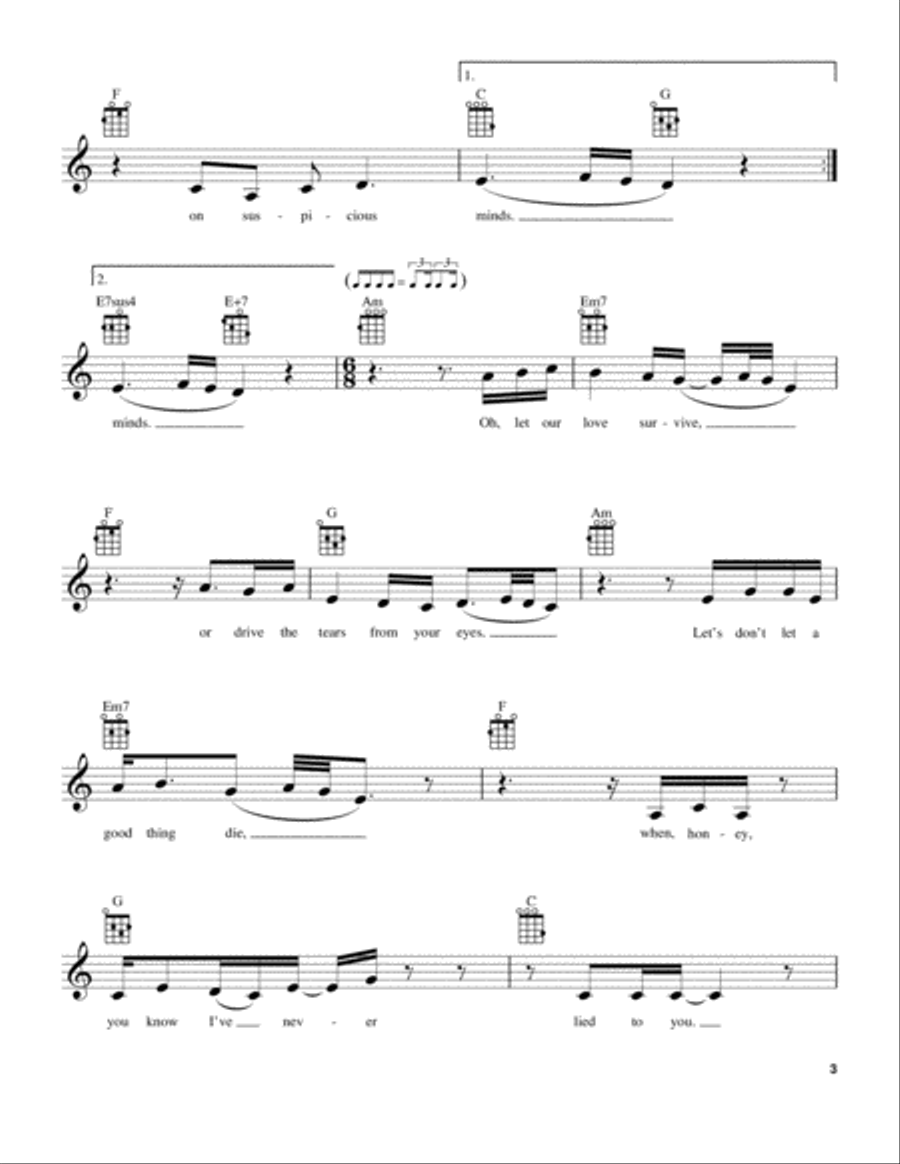 Suspicious Minds Ukulele scores gallery preview page 3