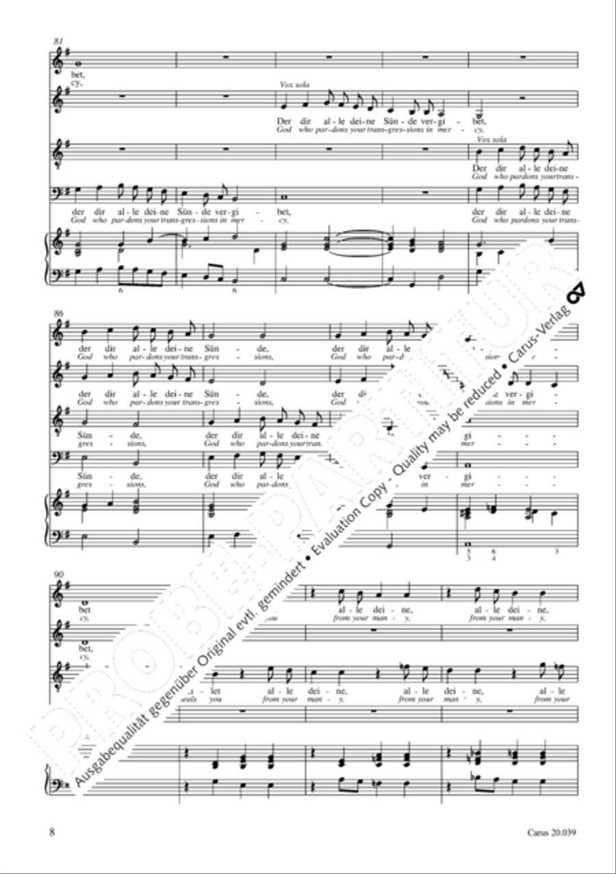 Praise the Almighty, O my spirit (Lobe den Herren, meine Seele) 4-Part scores gallery preview page 9