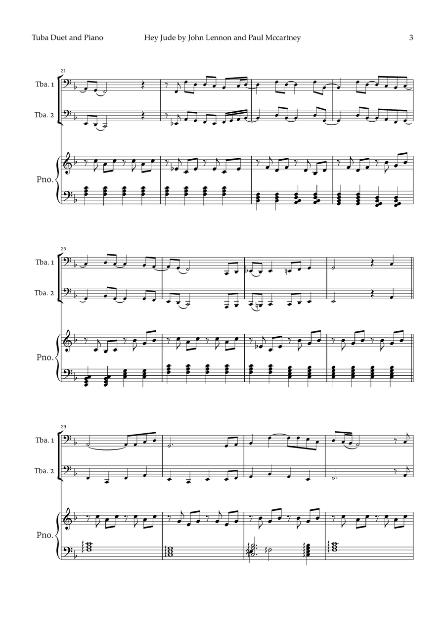 Hey Jude Brass Duet scores gallery preview page 3