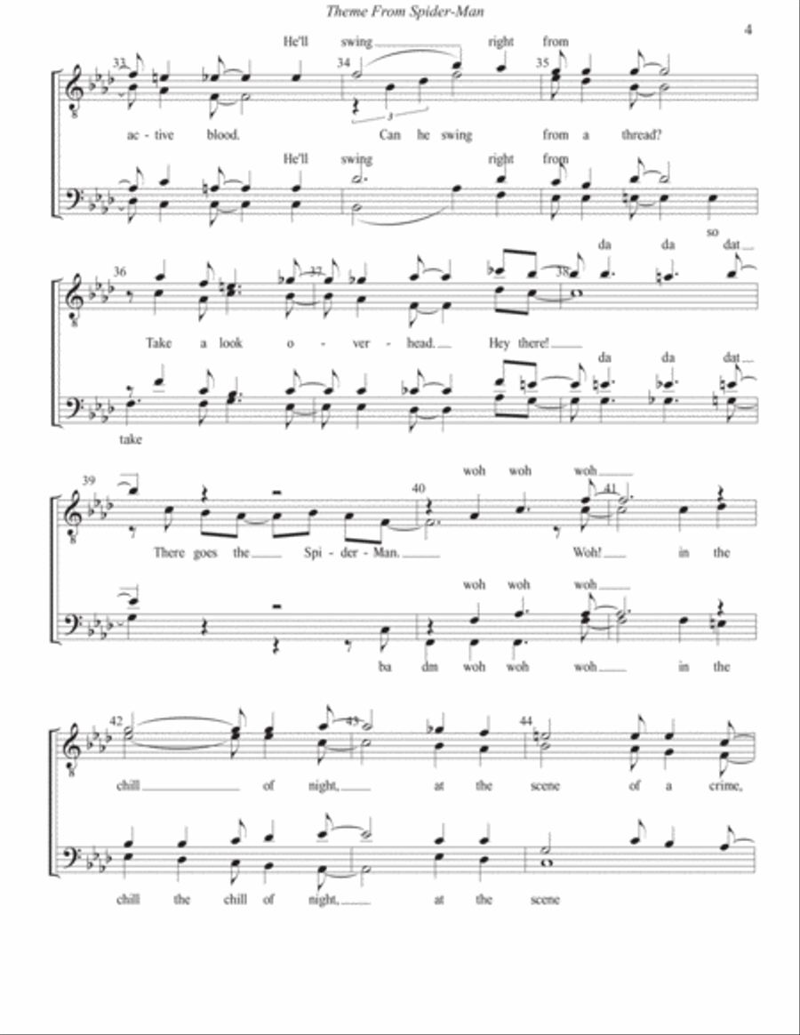 Theme From Spider Man TTBB scores gallery preview page 5