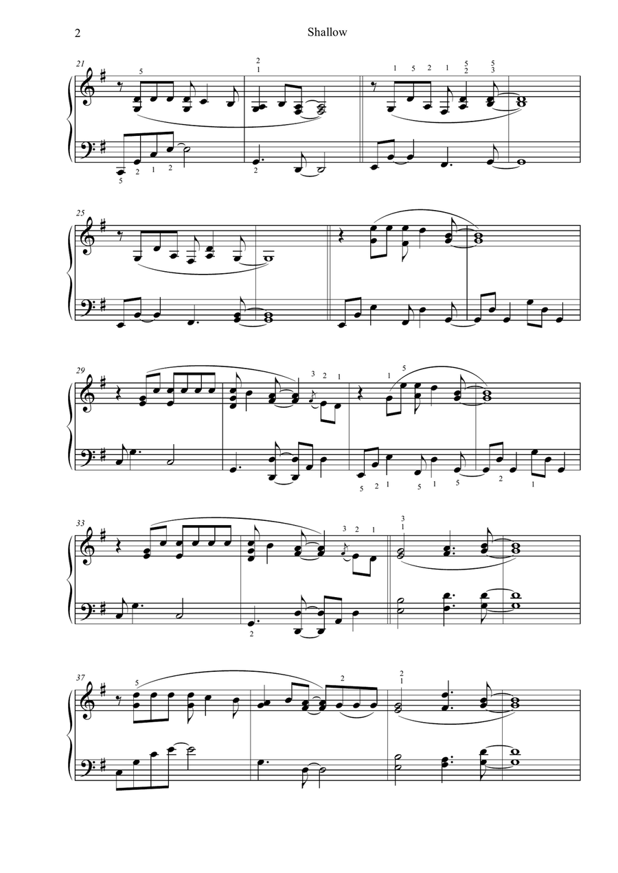 Shallow Shallow Piano Solo scores gallery preview page 2