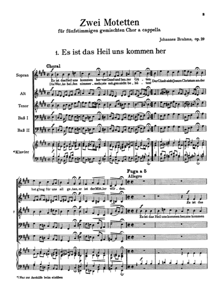 Two Motets, Op. 29, Es ist das Heil and Schaffe in mir