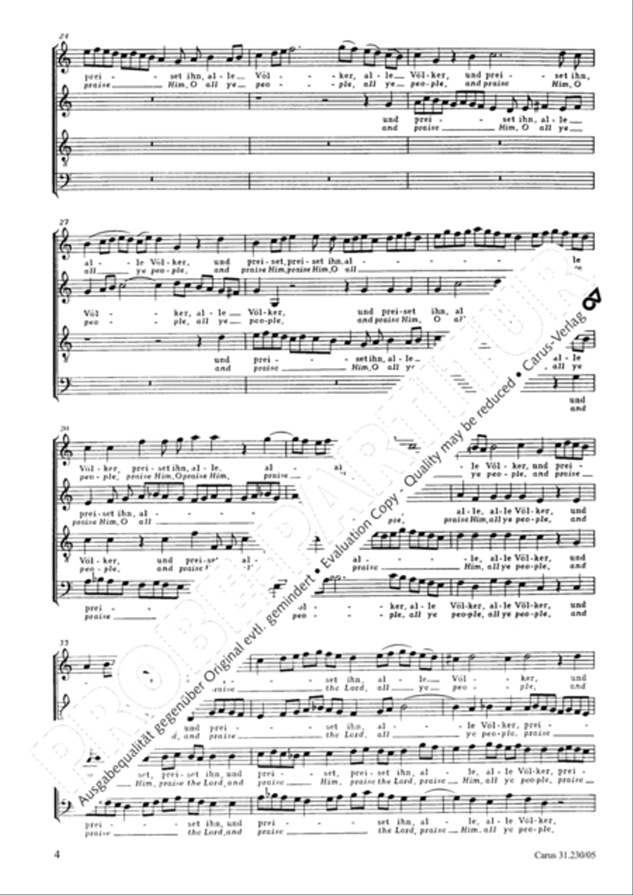 Praise ye the Lord, all ye nations (Lobet den Herrn, alle Heiden) 4-Part scores gallery preview page 5
