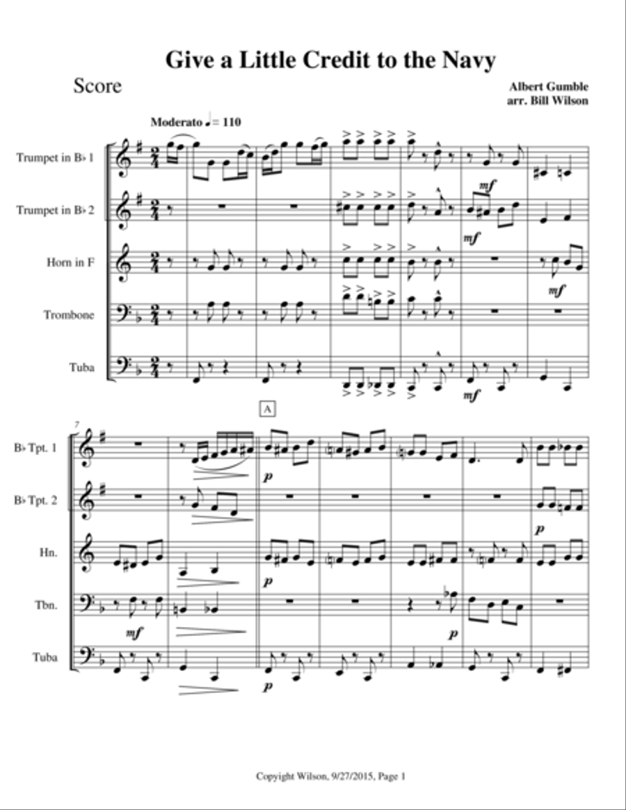 Give a Little Credit to the Navy Brass Quintet scores gallery preview page 2