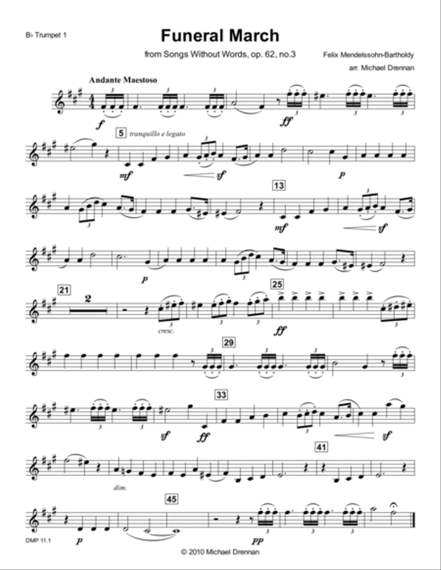 Funeral March from Songs Without Words Op. 62, no. 3 Brass Ensemble scores gallery preview page 5