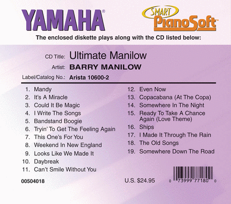 Barry Manilow - Ultimate Manilow - Piano Software
