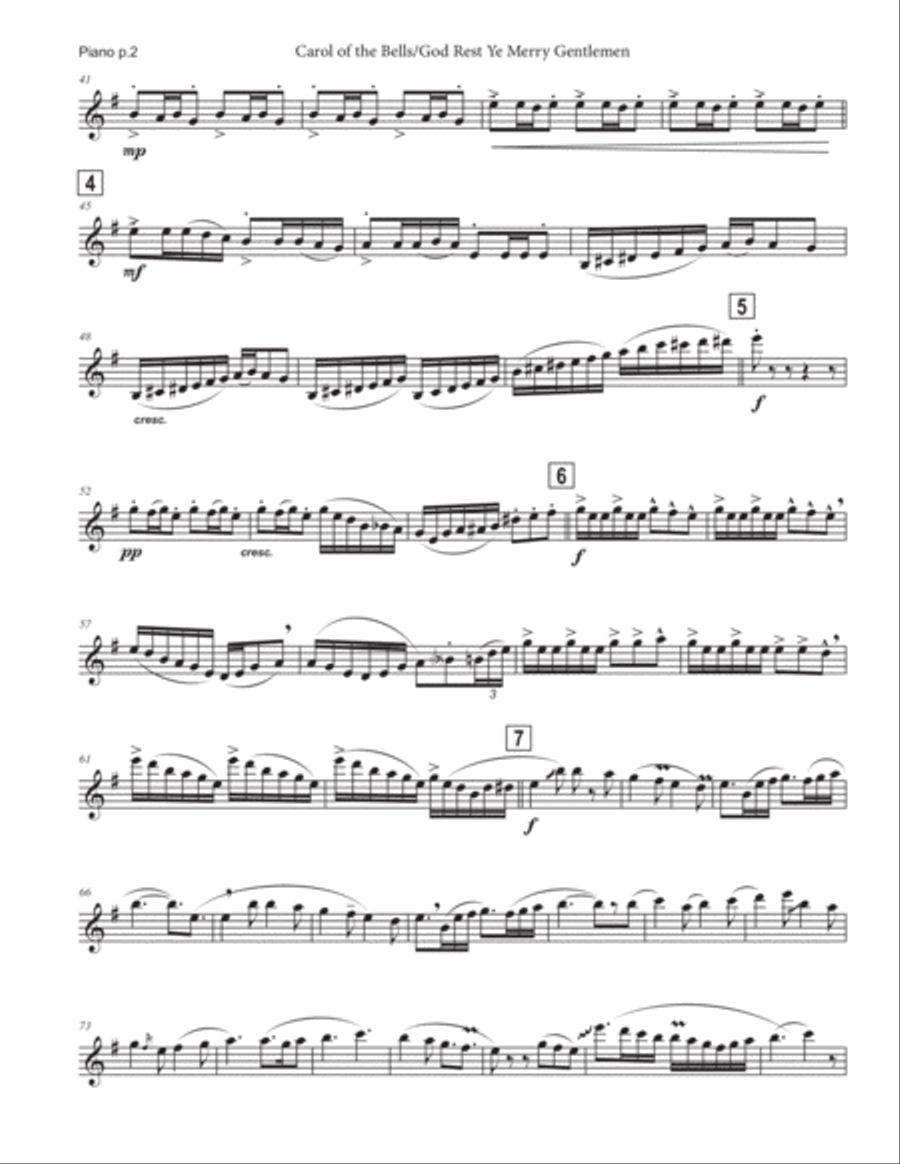 Carol of the Bells / God Rest Ye Merry Gentlemen Clarinet Solo scores gallery preview page 3