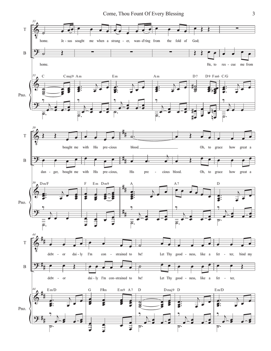 Come, Thou Fount Of Every Blessing (2-part choir - (TB) TB scores gallery preview page 3
