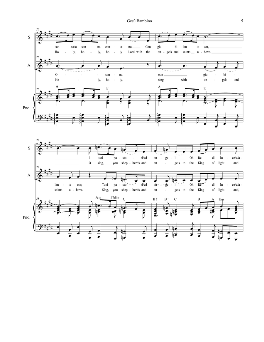 Gesu Bambino (Duet for Soprano and Alto solo) Alto Voice scores gallery preview page 5