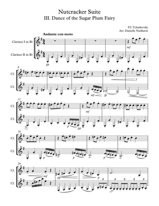 Dance of the Sugar Plum Fairy (from The Nutcracker Suite) for clarinet duet