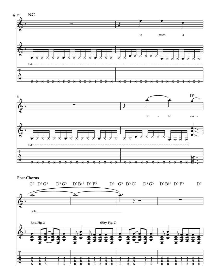 Jerk Off Guitar Tablature scores gallery preview page 4