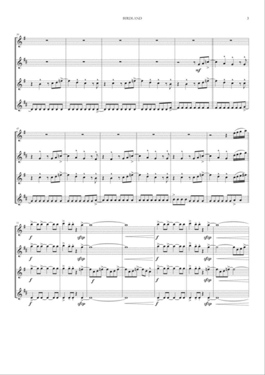 Birdland Birdland Woodwind Quartet scores gallery preview page 3