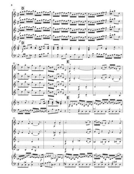 MOZART Benedictus (Mass in C minor K.427) for 4 violins and piano image number null